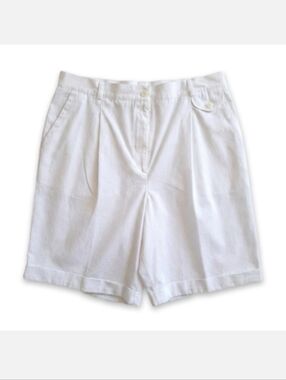 Vintage 90s High Waisted Cuffed Mom Shorts Pockets Plus Size 20W White